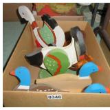 box of wooden ducks/geese