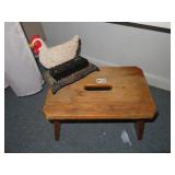 Cast iron boot cleaner and oak stool