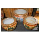 3 japanese flower pots 2-6', 1-8'