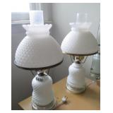 pr milk glass table lamps