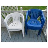 5 plastic out door chairs painted