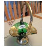 GLASS BASKET - BLOWN BOTTOM , APPLIED HANDLE