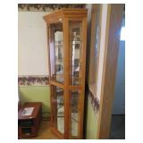 2 DOOR OAK CORNER CURIO CABINET