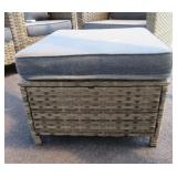 OUTDOOR WICKER OTTOMAN W/CUSHION