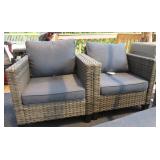 OUTDOOR WICKER CHAIRS (2)  W/CUSHIONS