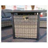 OUTDOOR WICKER FIREPIT TABLE, PROPANE TANK
