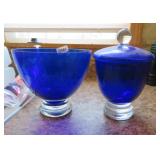 2 PCS BLUE / CLEAR GLASS, 1 LID