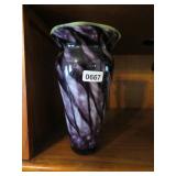 PURPLE VASE - BLOWN BOTTOM, SIGNED 10'