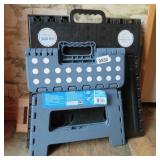 2 SMALL PLASTIC FOLDING STEP STOOLS