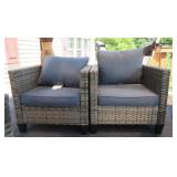 OUTDOOR WICKER CHAIRS (2)  W/CUSHIONS