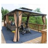 11' X 19' HARD TOP GAZEBO W/CURTAINS