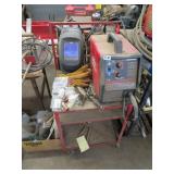 LINCOLN MIG WELDER ON CART WITH GAS ATTACHMENT