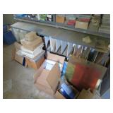 BOTTOM CABINET OF STAINED GLASS AND ASSORTED BOXES