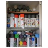 3 SHELVES OF SPRAY PAINT