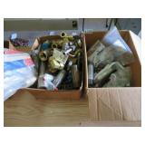 2 BOXES MISC LIGHT FITTINGS, COPPER, BRASS,