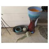 2 WATER SPRINKLERS & PLANTERS (1 PEDESTAL)