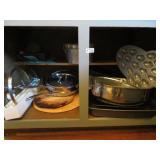 CABINET OF POTS / PANS / BAKEWARE