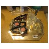 MIRRORED DRESSER TRAY, PERFUME,MAKEUP, GLASSES