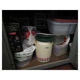 CABINET OF MISC PLASTIC STORAGE JARS