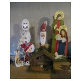 CHRISTMAS DECOR-MANGER,SANTA,SNOWMAN ETC