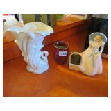 MCCOY SWAN VASE 9' , HULL BO PEEP 8.5' VASE