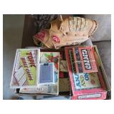 BXLT EARLY GAMES, CARDS, BASEBALL GLOVE ETC