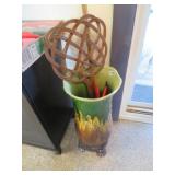 JARDINIERE(REPAIRED), RUG BEATER, YARD STICK