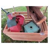 WOODEN CRATE OF BIRD HOUSES