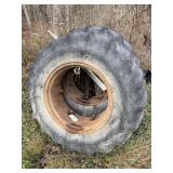 PAIR OF TRACTOR  TIRES w/ 15' RIM 16.9-28