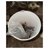 BUCKET OF MISC. BUNGEES, PLIARS