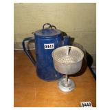 BLUE GRANITEWEAR COFFEE POT WITH INSERT