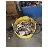 BUCKET OF MISC. BITS AND HORSE RELATED ITEMS