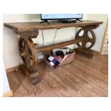 custom made table - wagon wheels