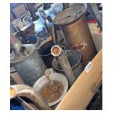 Box of large oil cans