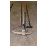 Pick garden rake two hoe