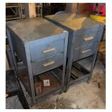 Metal 2 drawer carts on wheels 18x24x35