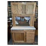 Custom-made modern oak Hoosier cabinet with spice