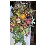 Floral and fruit table centerpiece on metal tray