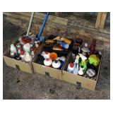 Three boxes cleaning supplies
