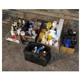 Four boxes and bag, cleaning and fluid