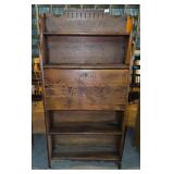 Oak spoon carved drop front desk With key
