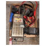 Box of misc. jumper cables, flare, etc.