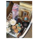 Basket, artificial flowers, frames, pots raggedy,