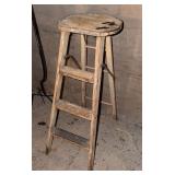 Wooden step ladder stool