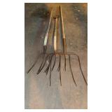3 hay and  manure Forks