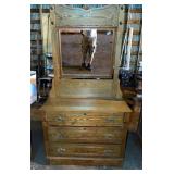 Three drawer oak dresser with mirror super clean