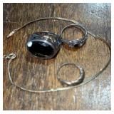 925 silver - 3 rings, bracelet