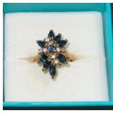 Gemstone ring - clear stones are sapphire blue