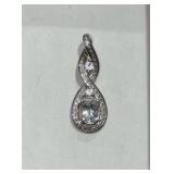 925 pendant, lg stone white sapphire, small