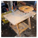 2 wooden carts on wheels and wooden stand